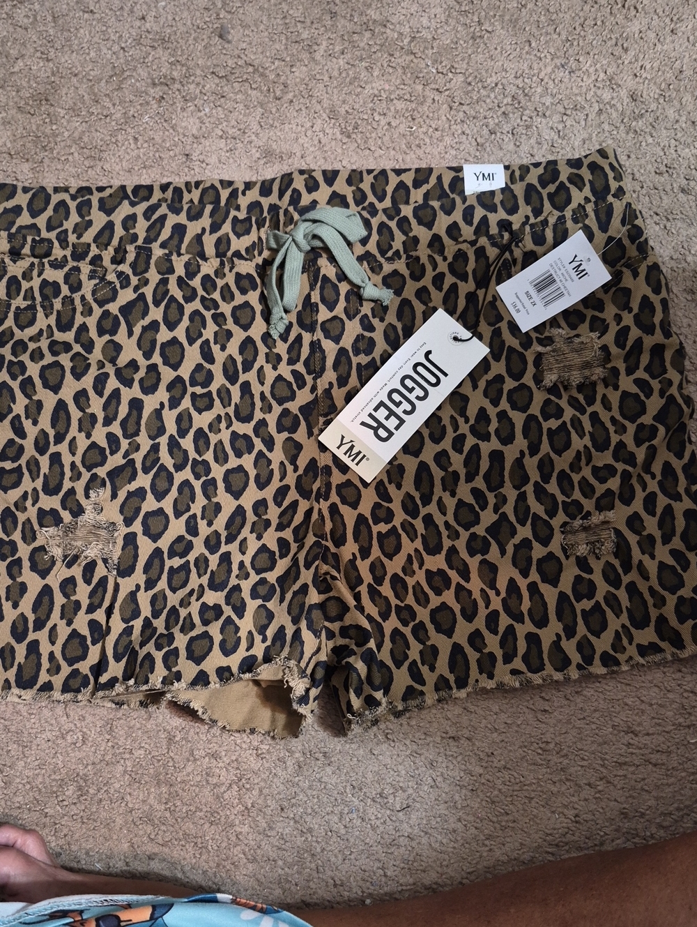 YMI Olive Brown and Black Leopard Print Jogger Shorts
